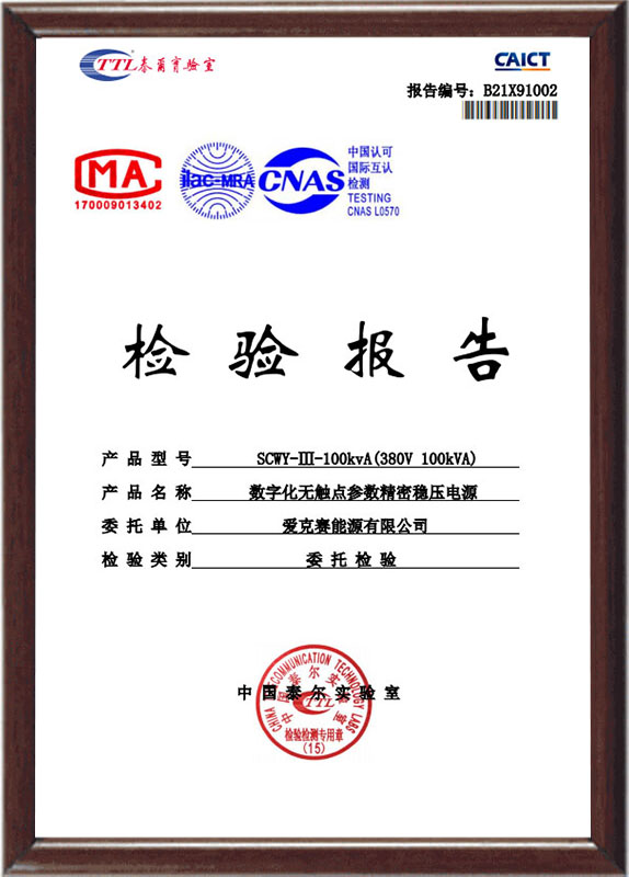 穩壓器檢驗報告